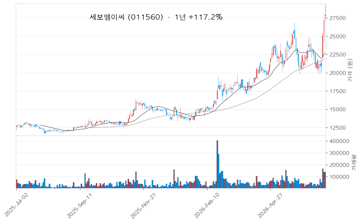 세보엠이씨 차트